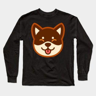 Brown Shiba: Eyes closed tongue Long Sleeve T-Shirt